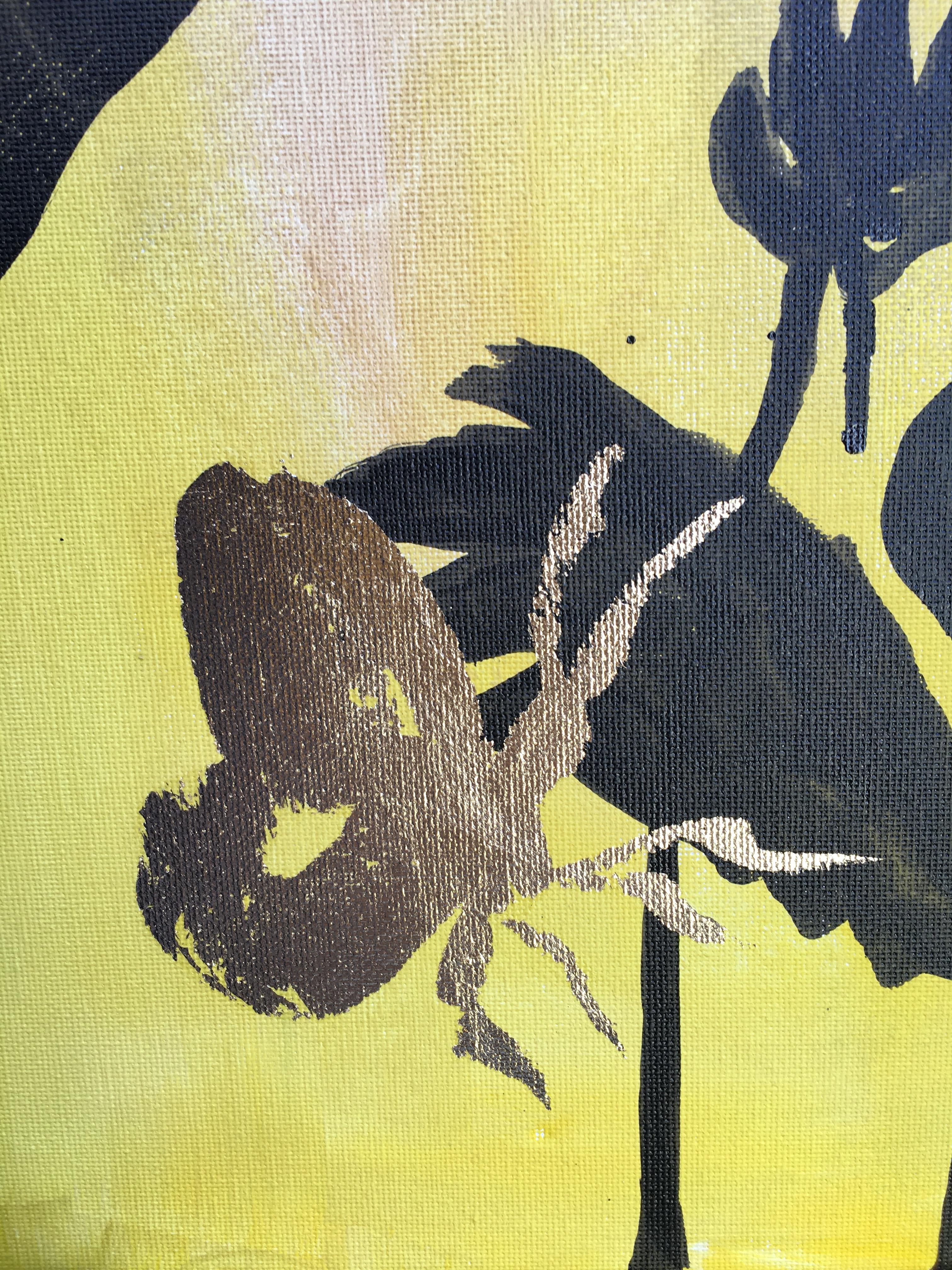 Original Diptych-Jay and Butterflies/Dusk till Dawn-Gold Leaf-UK Awarded Artist For Sale 16