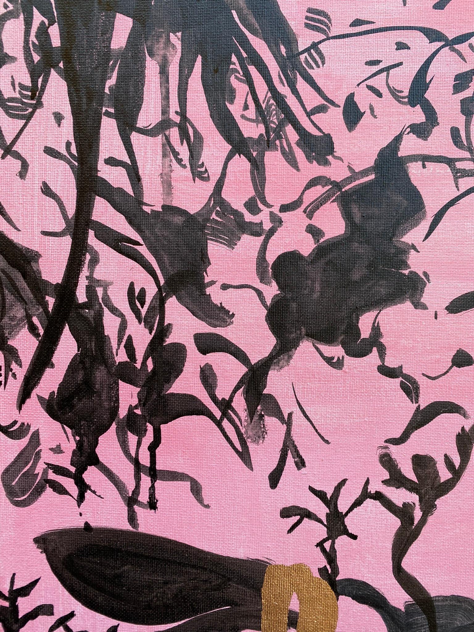 Original Diptych-Jay and Butterflies/Dusk till Dawn-Gold Leaf-UK Awarded Artist For Sale 13