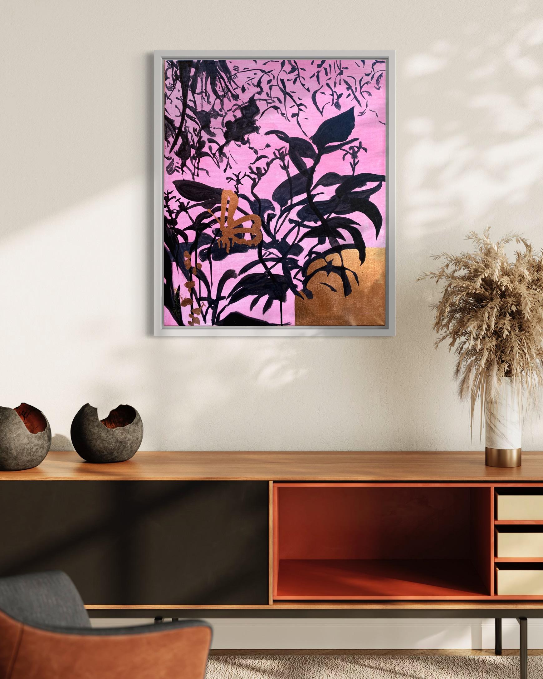 Original Diptych-Jay and Butterflies/Dusk till Dawn-Gold Leaf-UK Awarded Artist For Sale 2