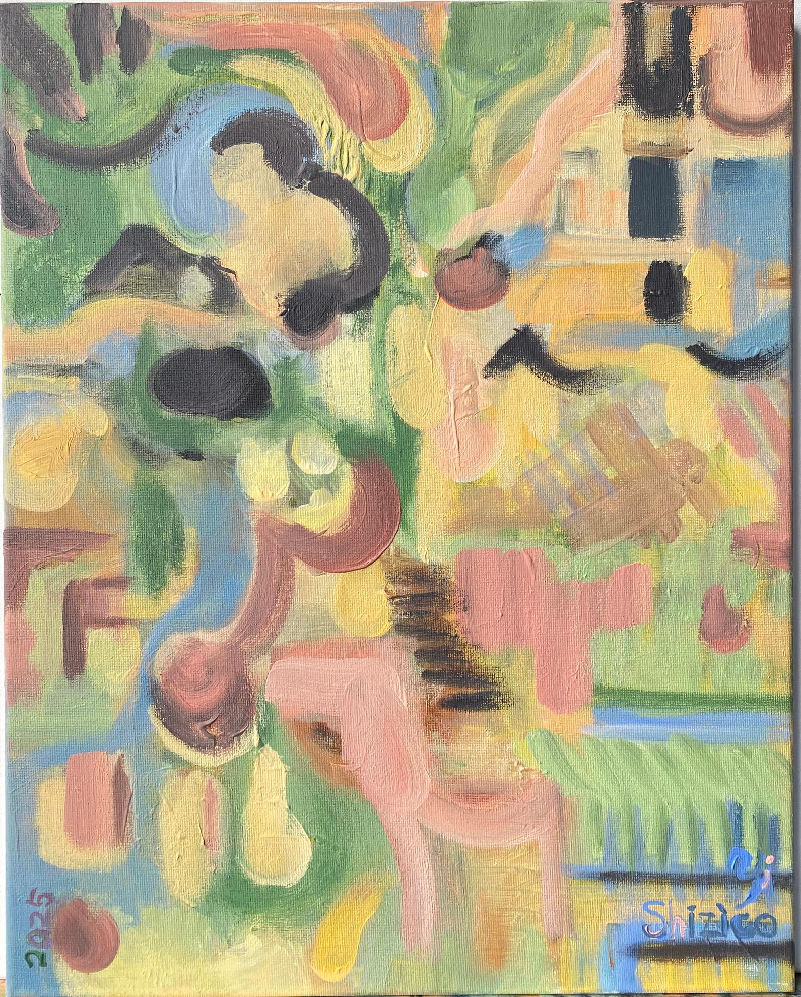Díptico original-Dúo de primavera-Artista británico premiado-Abstracto-Contemporáneo Reino Unido - Painting de Shizico Yi