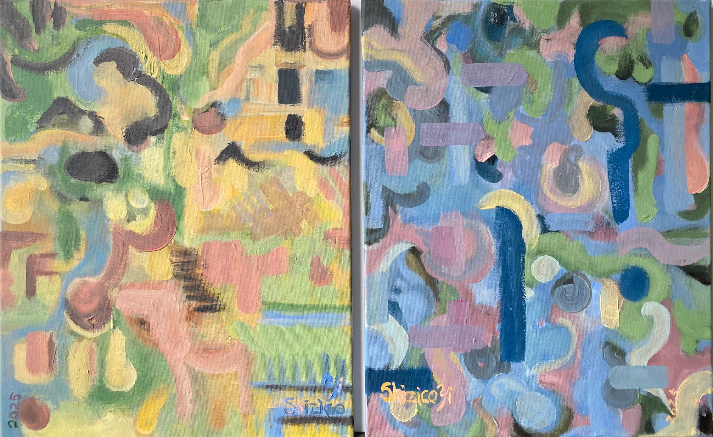 Original Diptych-Spring Duet-British Awarded Artist-Abstract-Contemporary UK