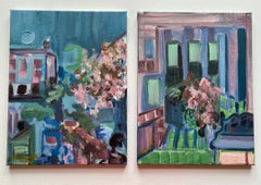 Spring Duet IV-Original Diptych-British Awarded Artist-abstract landscape-oil-UK