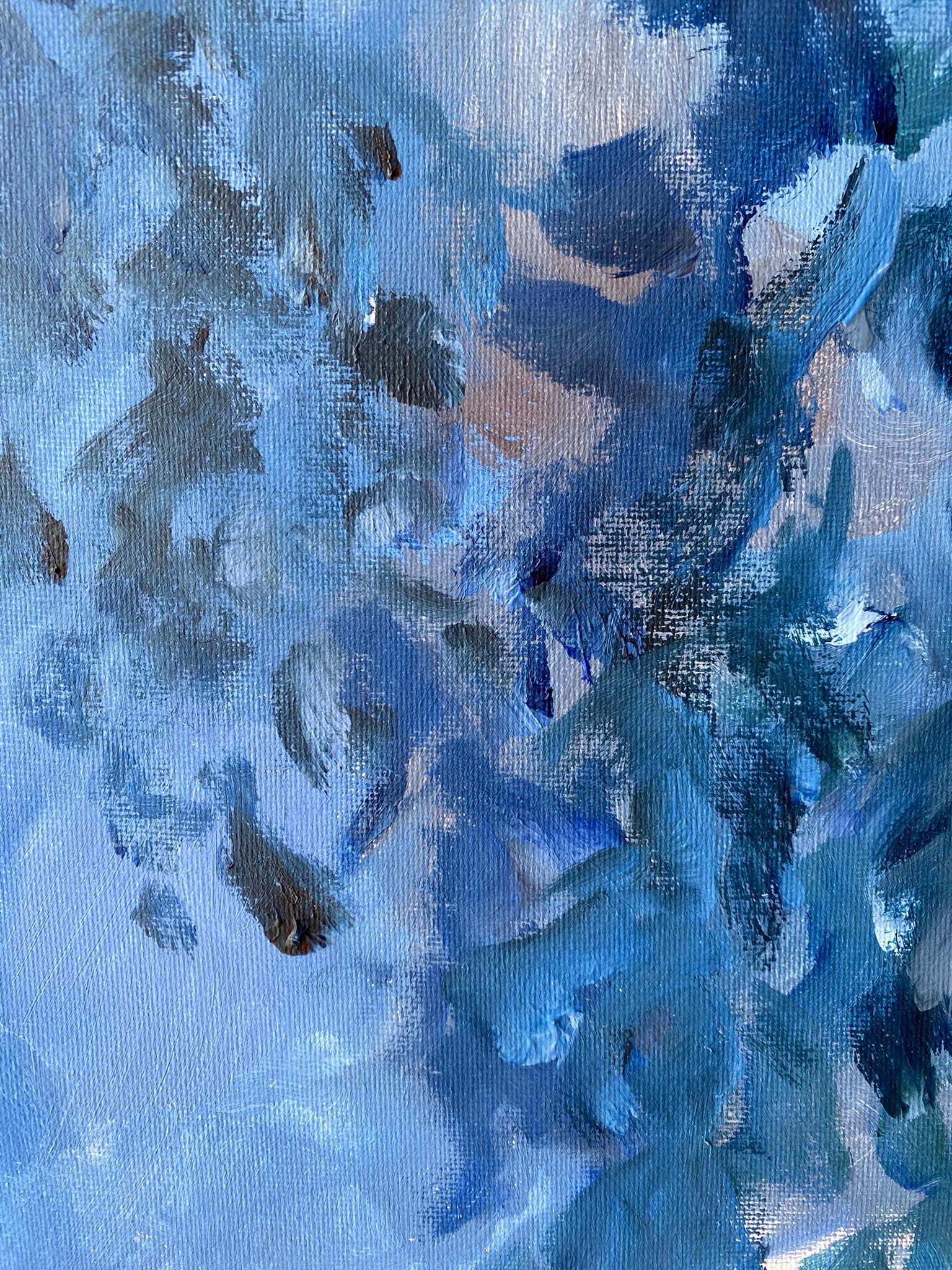 Diptyque original -Série Soleil : Rouge et bleu - Artiste britannique primé - Feuille d'or en vente 5