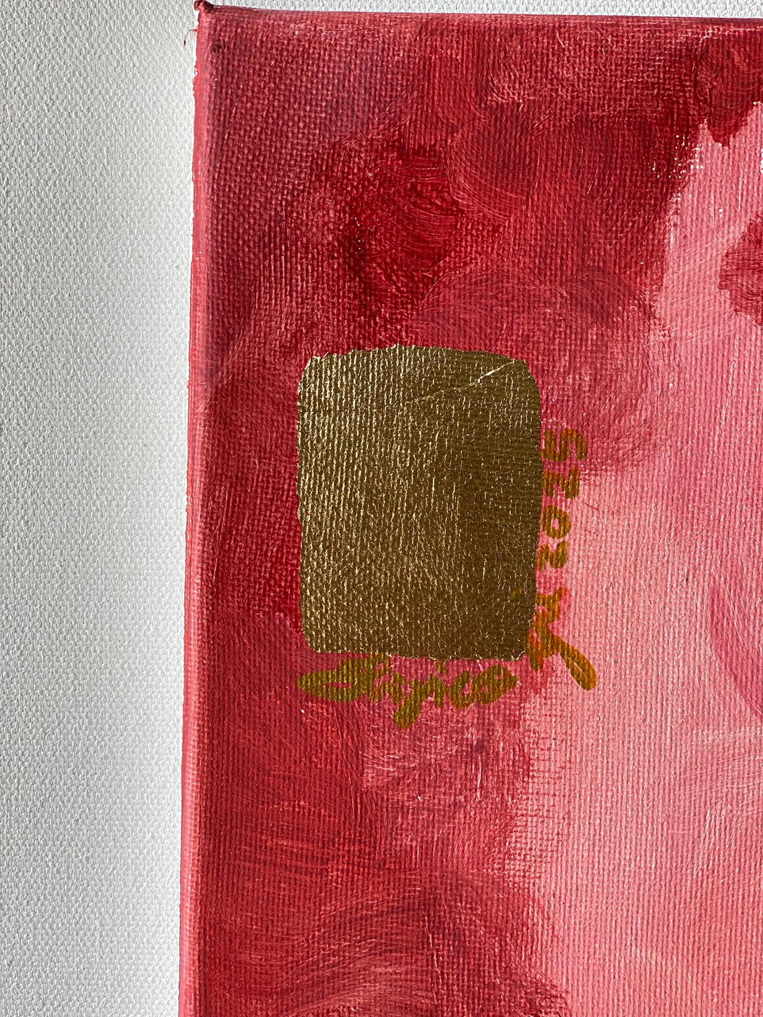 Diptyque original -Série Soleil : Rouge et bleu - Artiste britannique primé - Feuille d'or en vente 9