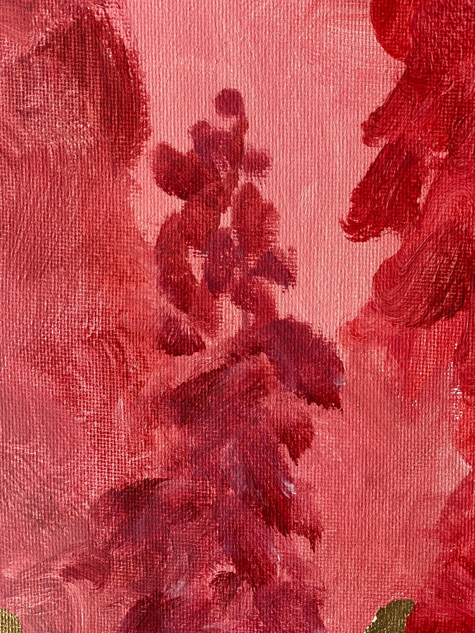 Diptyque original -Série Soleil : Rouge et bleu - Artiste britannique primé - Feuille d'or en vente 10