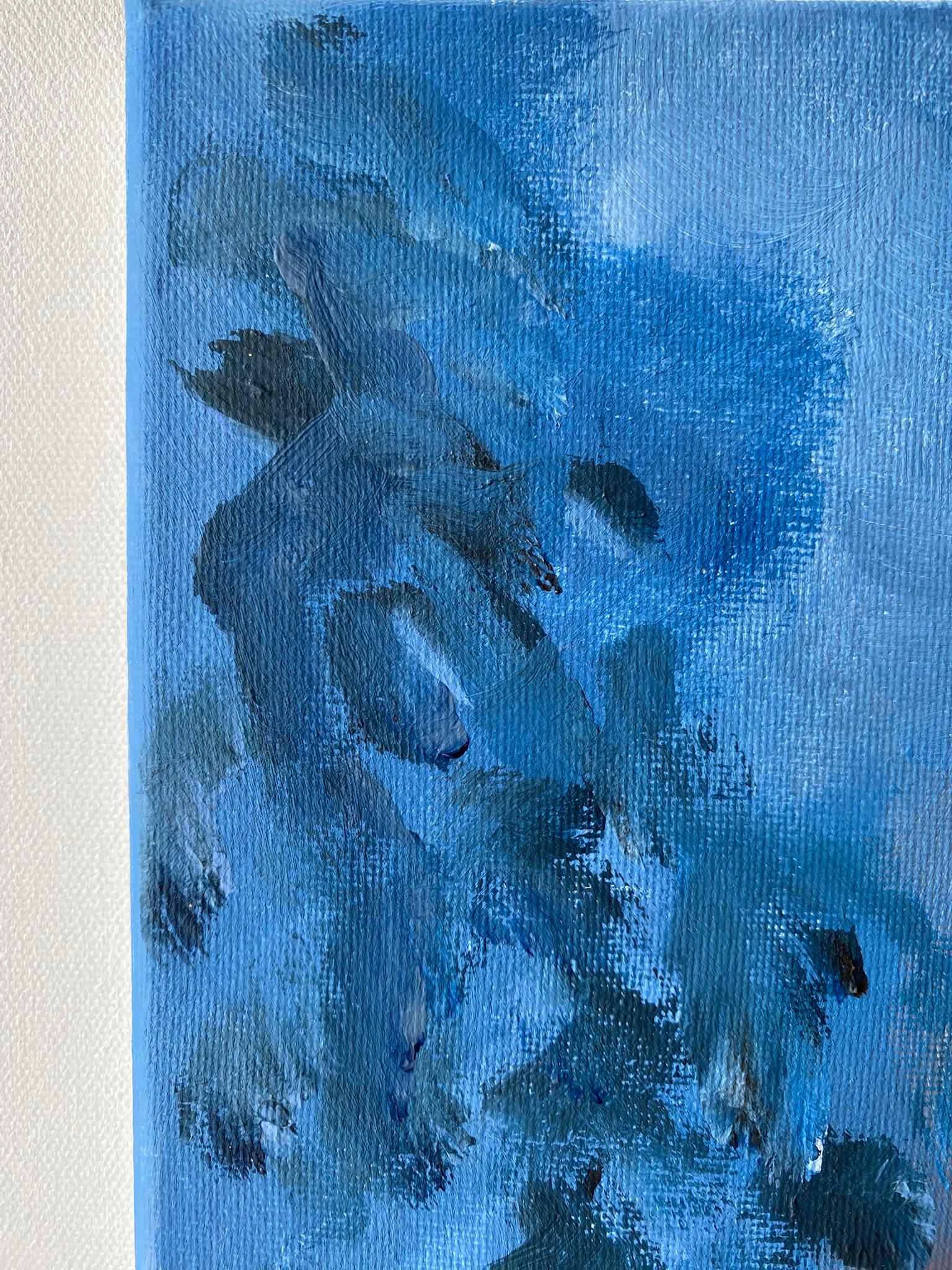 Diptyque original -Série Soleil : Rouge et bleu - Artiste britannique primé - Feuille d'or en vente 3