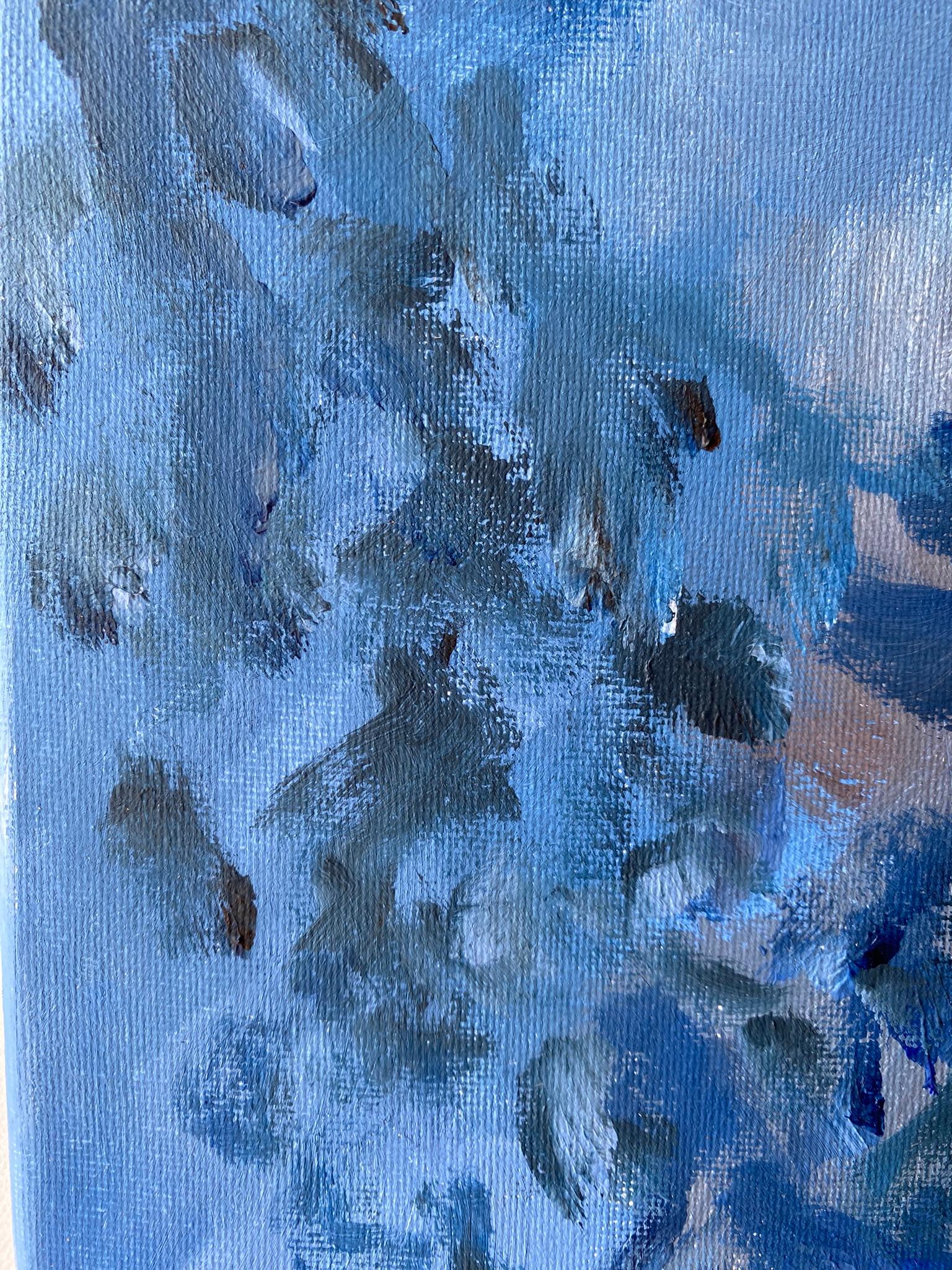 Diptyque original -Série Soleil : Rouge et bleu - Artiste britannique primé - Feuille d'or en vente 4