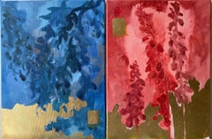 Dittico originale -Sunlit Series: Rosso e blu-Artista britannico premiato-Foglia d'oro
