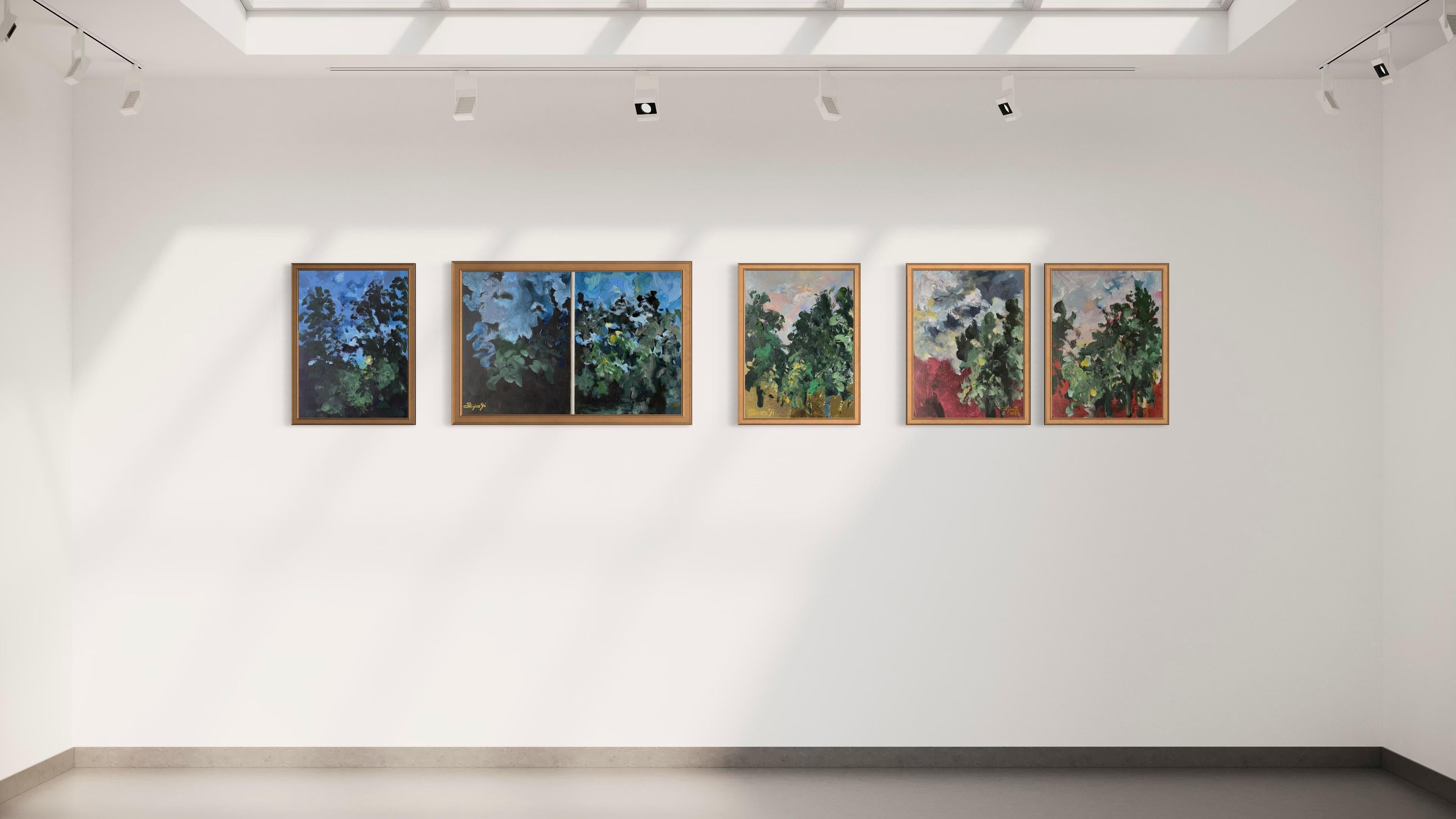 Original Diptychon-Sunset Song-British Awarded Artist-Abstrakte impressionistische Ölmalerei im Angebot 14