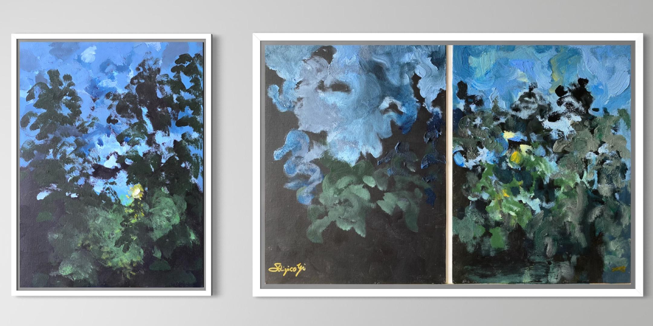 Original Diptychon-Sunset Song-British Awarded Artist-Abstrakte impressionistische Ölmalerei im Angebot 15