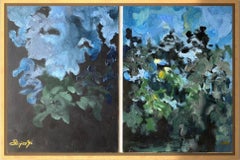 Original Diptych-Sunset Song-British Awarded Artist-Abstract impression-oil