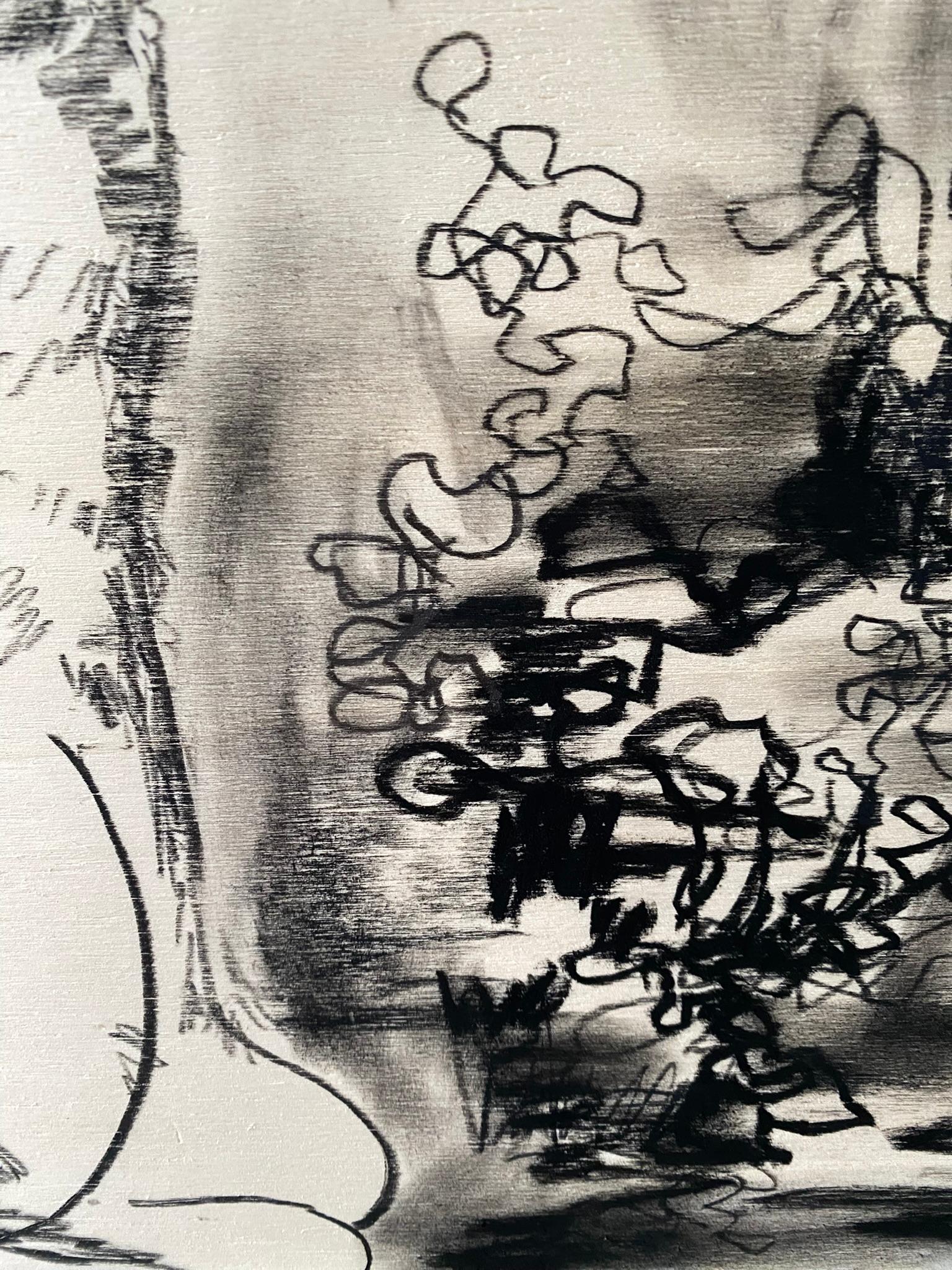 Original Drawing on Wood-Breakfast with Cat-British Awarded Artist-Large panel For Sale 12