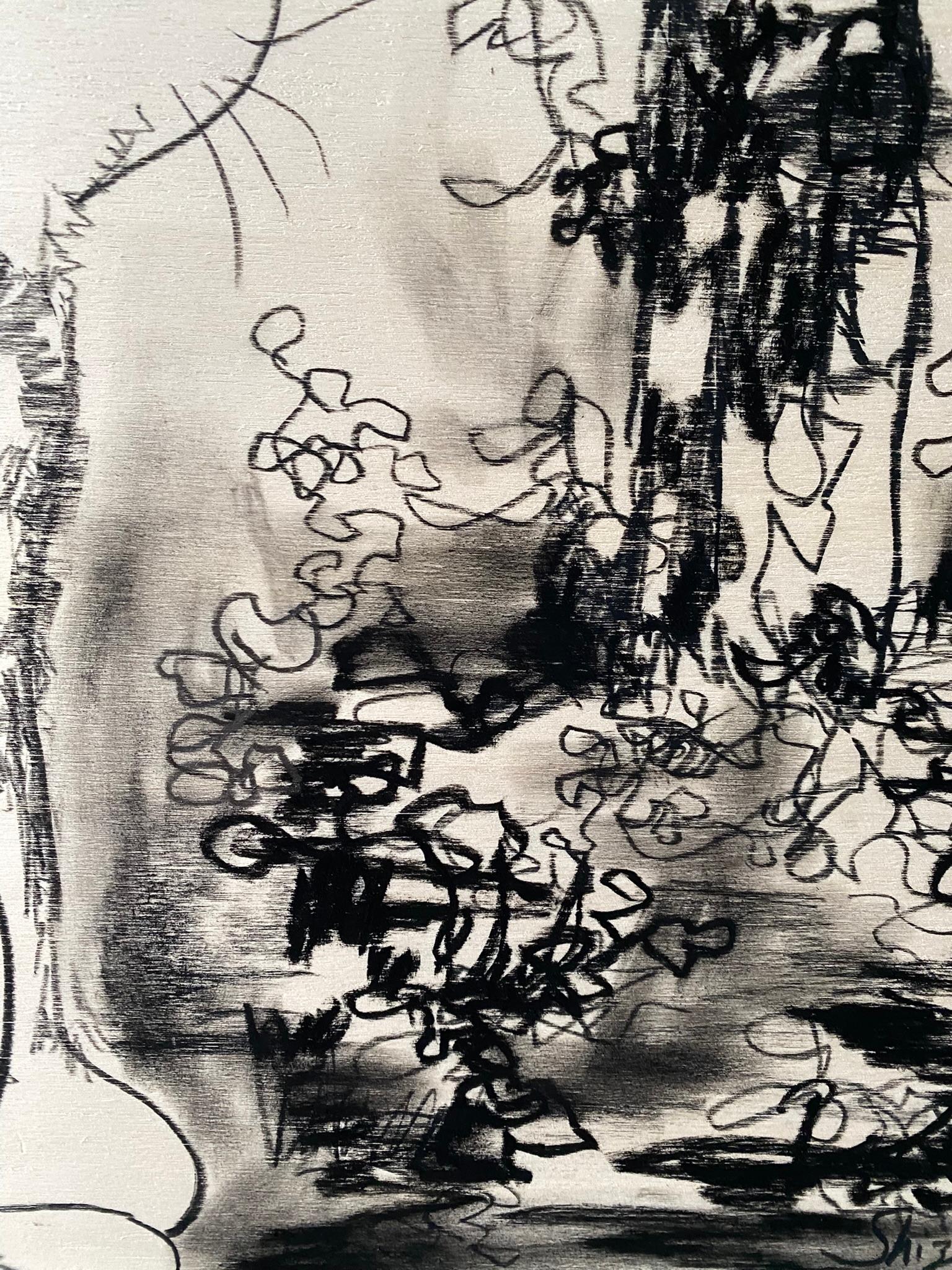 Original Drawing on Wood-Breakfast with Cat-British Awarded Artist-Large panel For Sale 3