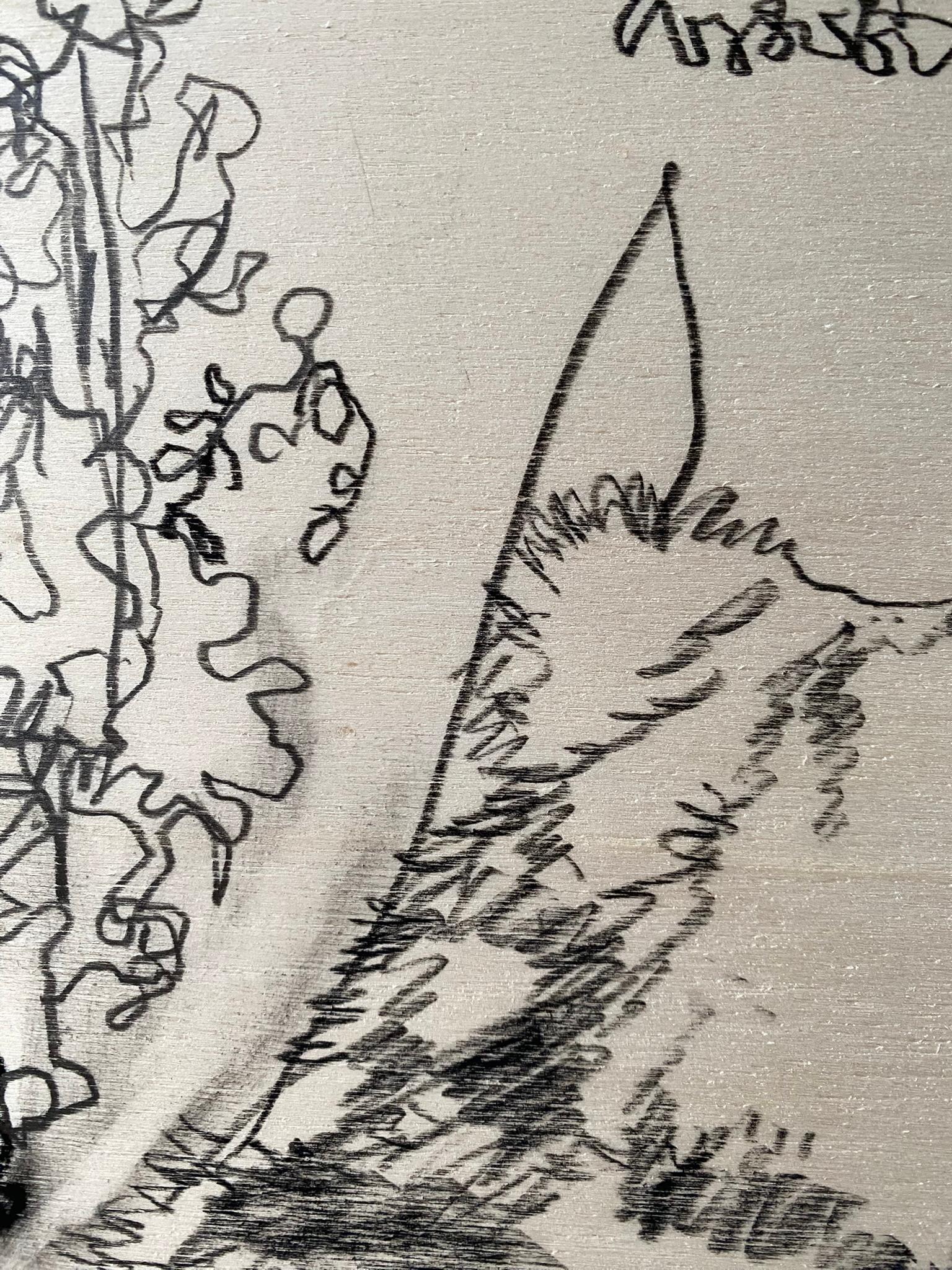 Original Drawing on Wood-Breakfast with Cat-British Awarded Artist-Large panel For Sale 6