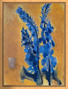 Original-Foxgloves Blue in Yellow-British Awarded Artist-Summer Bloom series