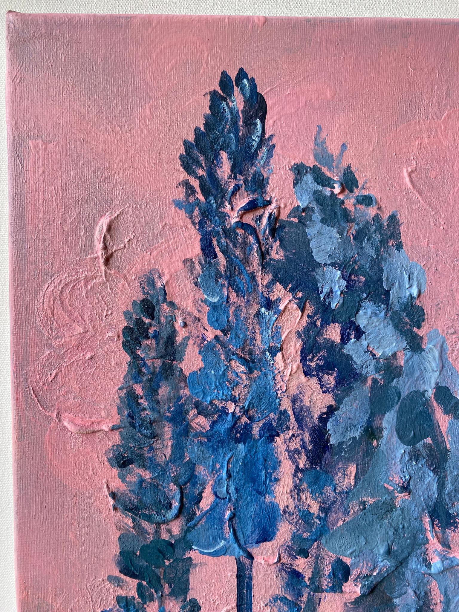 Original-Fuchsschwanz in Rosa-British Awarded Artist-Impasto-Summer Bloom Serie (Abstrakter Impressionismus), Painting, von Shizico Yi
