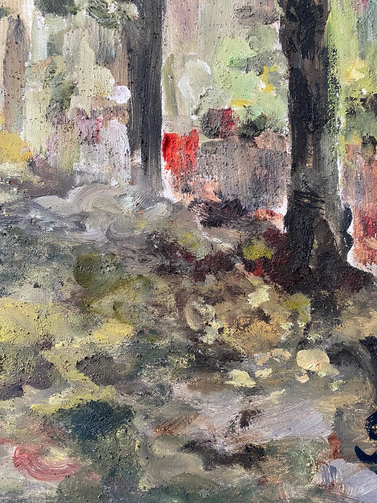 Original-Enmarcado-Gran Óleo-Otoño en Londres-Artista Británico Premiado-Impresionista en venta 8