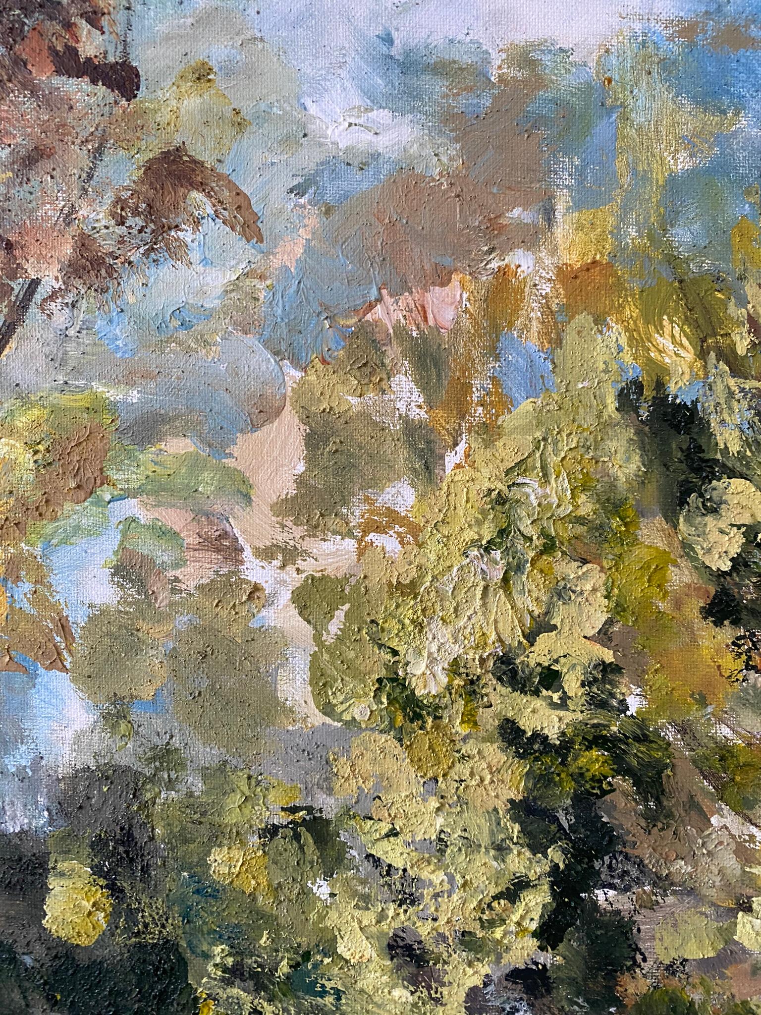 Original-Enmarcado-Gran Óleo-Otoño en Londres-Artista Británico Premiado-Impresionista en venta 10