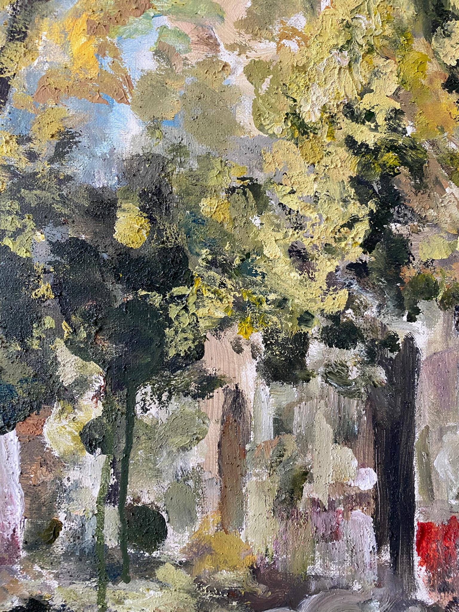 Original-Enmarcado-Gran Óleo-Otoño en Londres-Artista Británico Premiado-Impresionista en venta 12