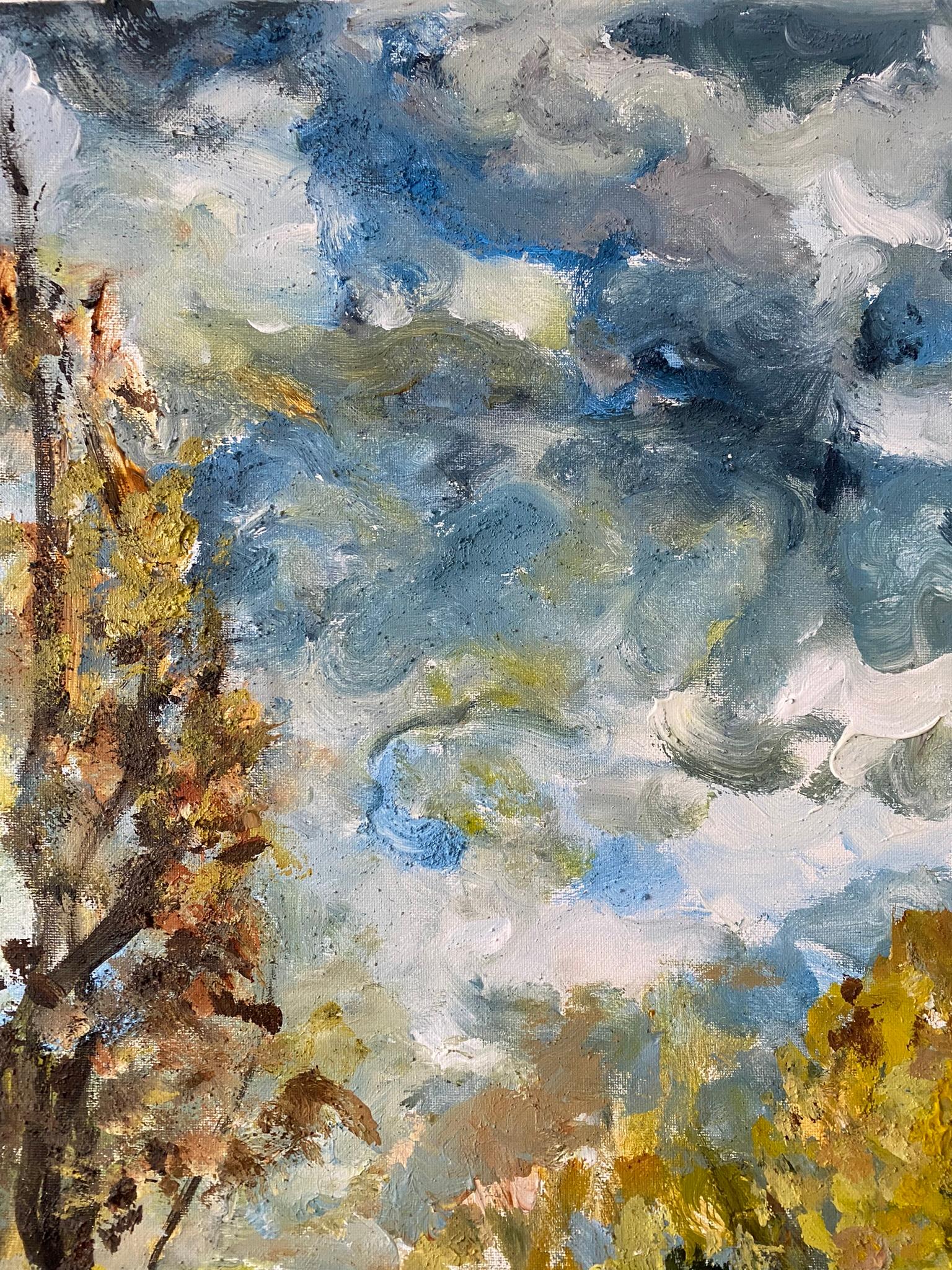 Original-Enmarcado-Gran Óleo-Otoño en Londres-Artista Británico Premiado-Impresionista en venta 5