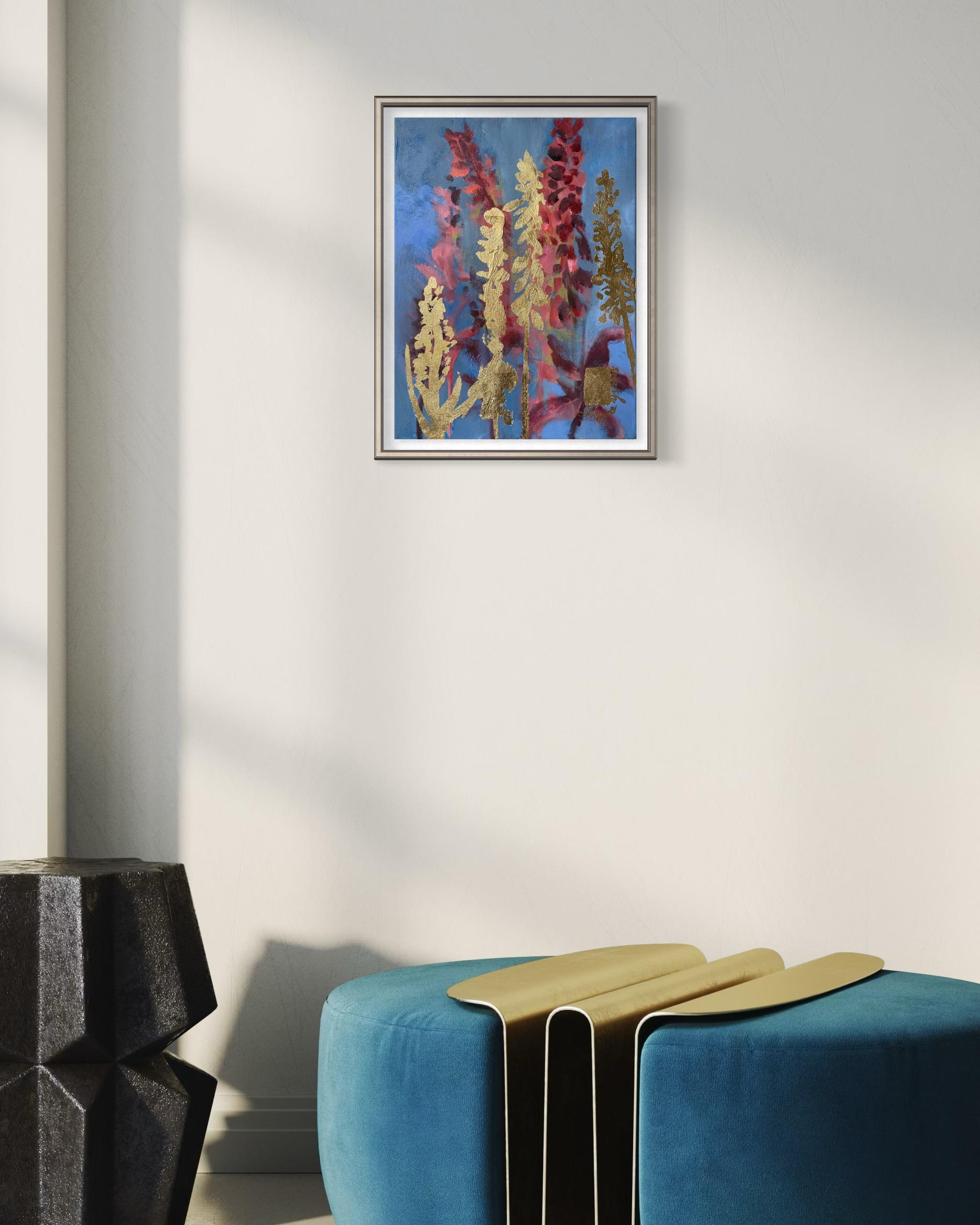 Original-Fausthandschuh-Britisch ausgezeichneter Künstler-Impasto-Blattgold-Japanisch inspiriert – Painting von Shizico Yi