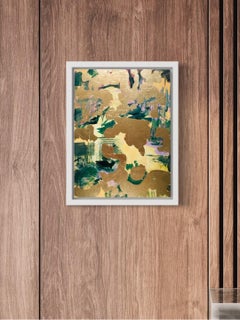 Original-Goldener Sommer-Sunlit-Award UK Künstler-Landschafts- Expressionismus, Blattgold