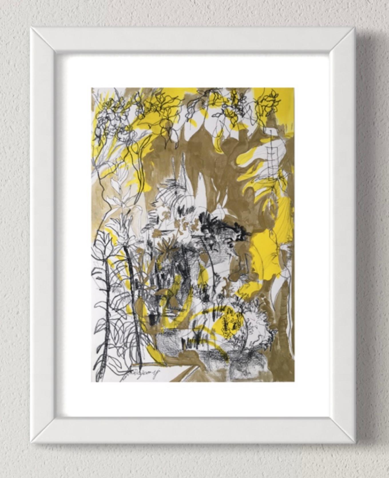 Original-Golden Summer-Sunlit, UK Awarded Artist, Garden, Rose, Heather, Lilies - Painting by Shizico Yi