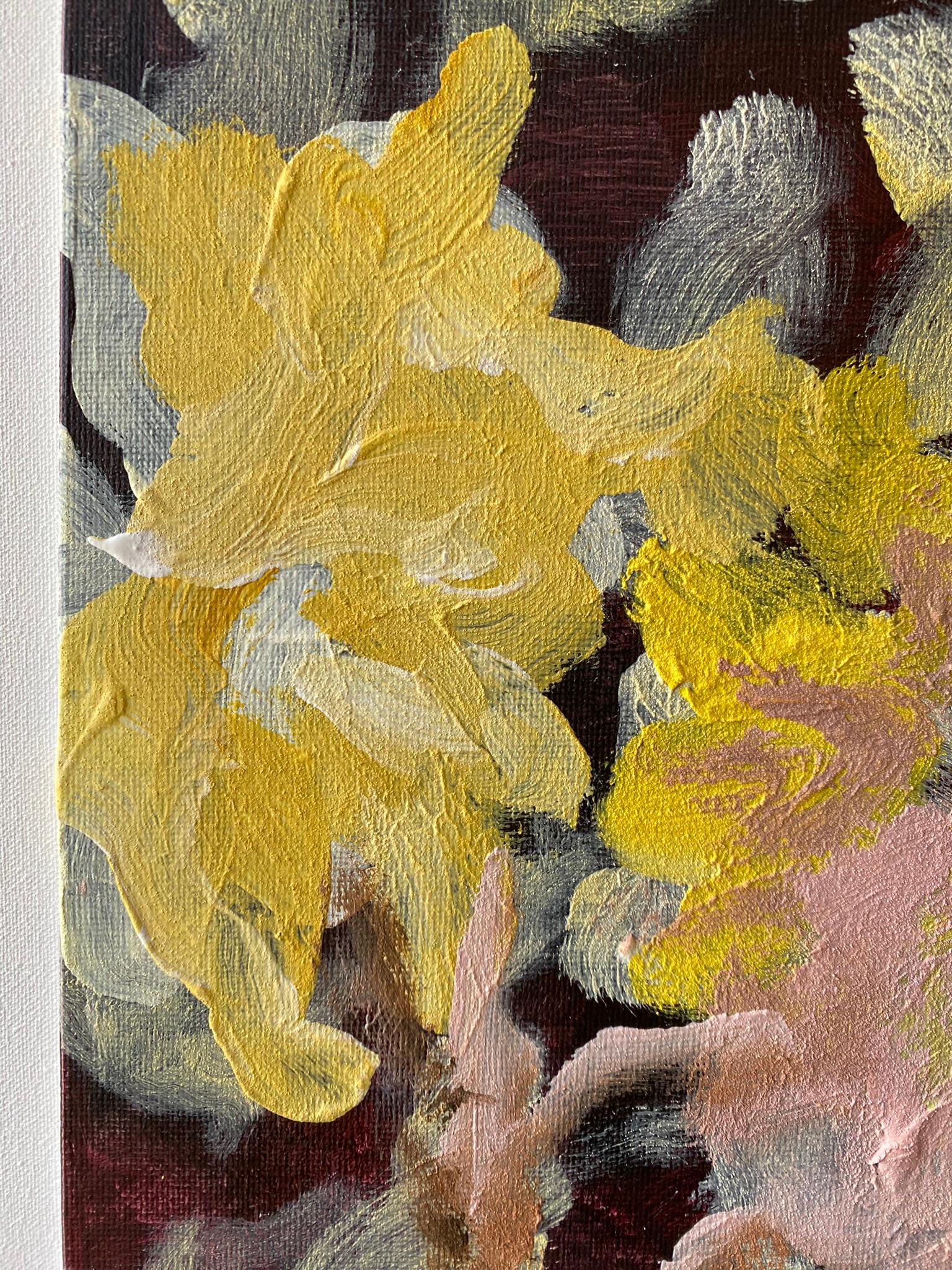 Originale-Impasto-Jardin d'Hiver-Dahlia su rosa rampicante-Artista britannico premiato - Painting di Shizico Yi