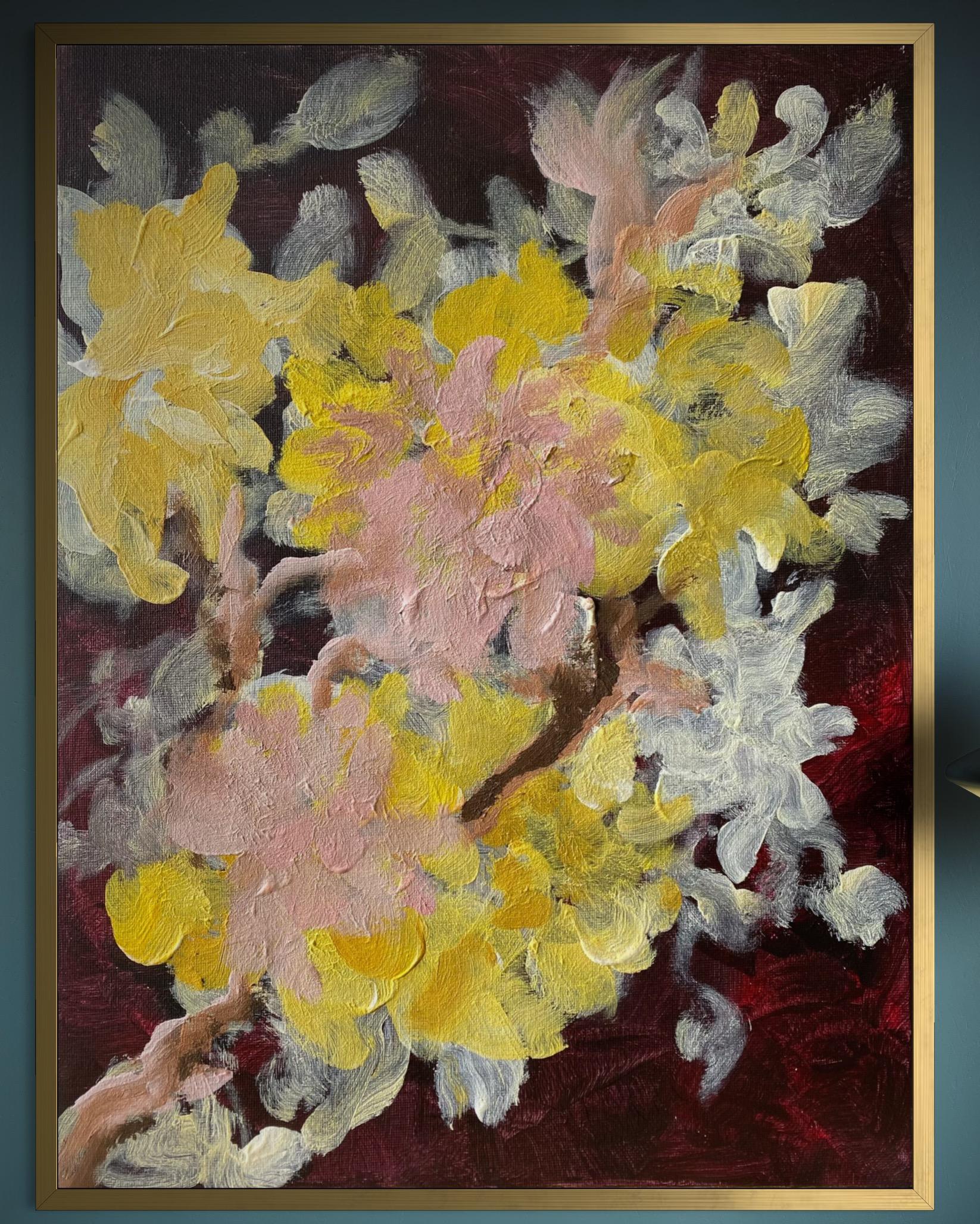 Original-Impasto-Jardin d'Hiver-Dahlien über Kletterrosen-Großbritanniens preisgekrönter Künstler (Abstrakter Impressionismus), Painting, von Shizico Yi