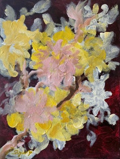 Originale-Impasto-Jardin d'Hiver-Dahlia su rosa rampicante-Artista britannico premiato