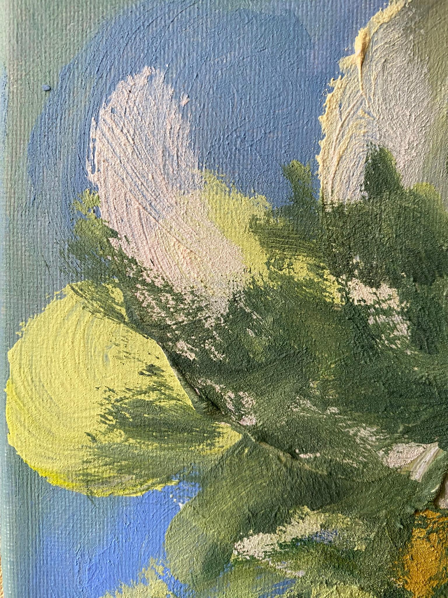 Originale-Impasto-Jardin d'Hiver Series-Dahlias-Artista britannico premiato-tela ad olio in vendita 9