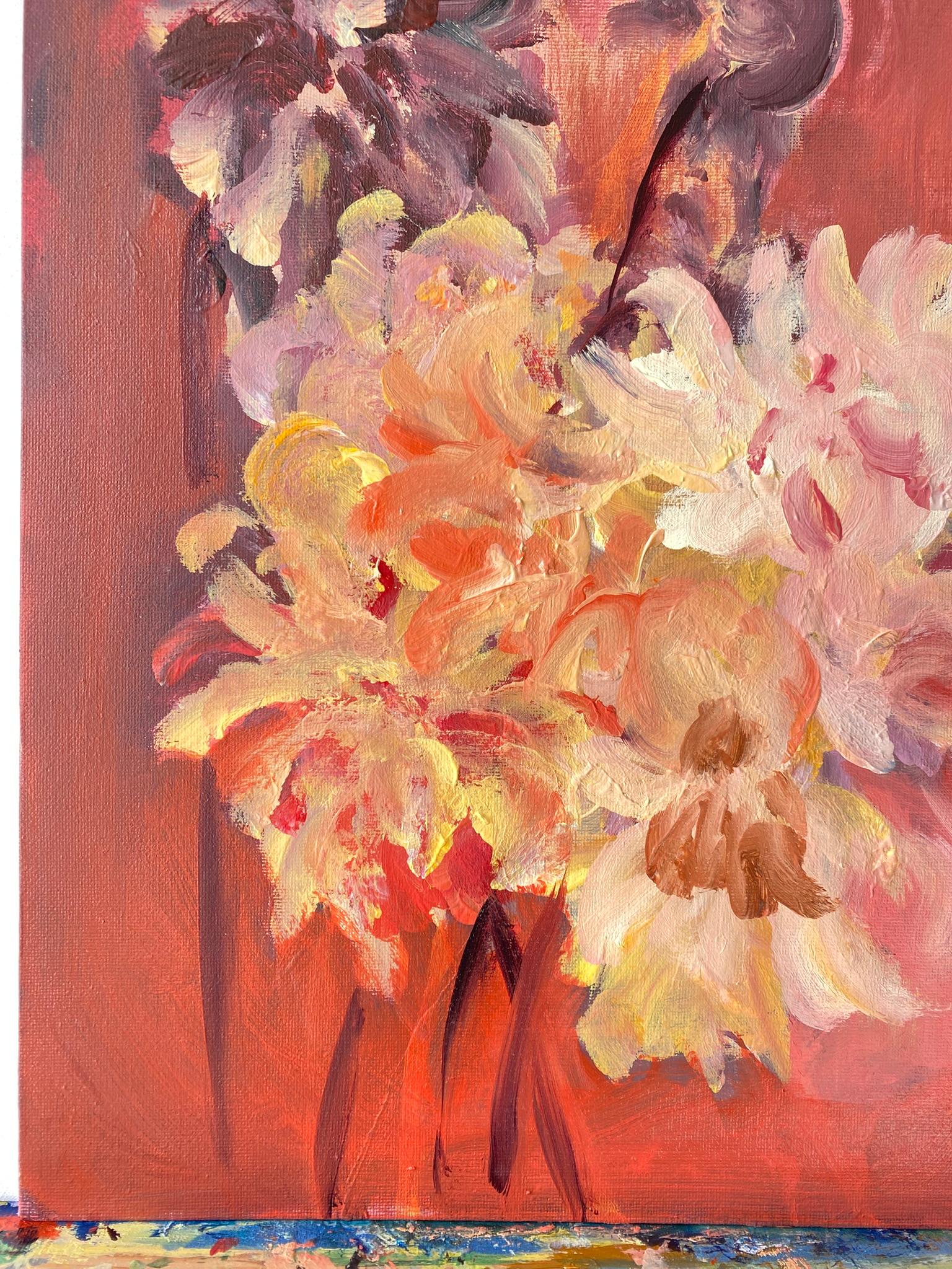 Original-Jardin d'Automne-British Awarded Artist-Dahlien-Öl-Plein air-shizicoyi (Abstrakter Impressionismus), Painting, von Shizico Yi