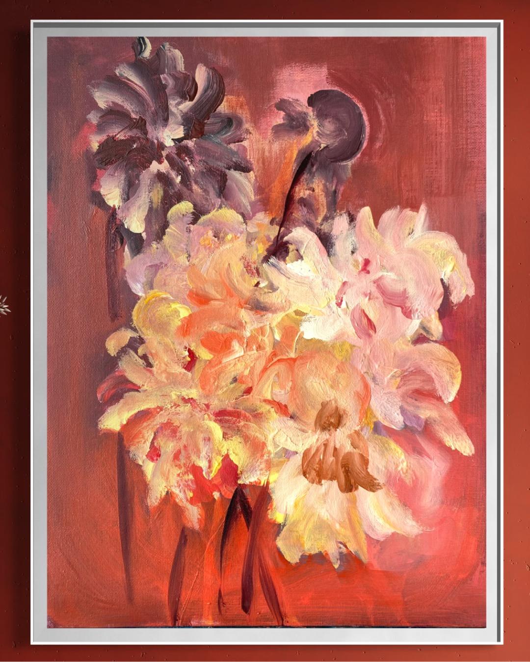 Original-Jardin d'Automne-British Awarded Artist-Dahlien-Öl-Plein air-shizicoyi im Angebot 10