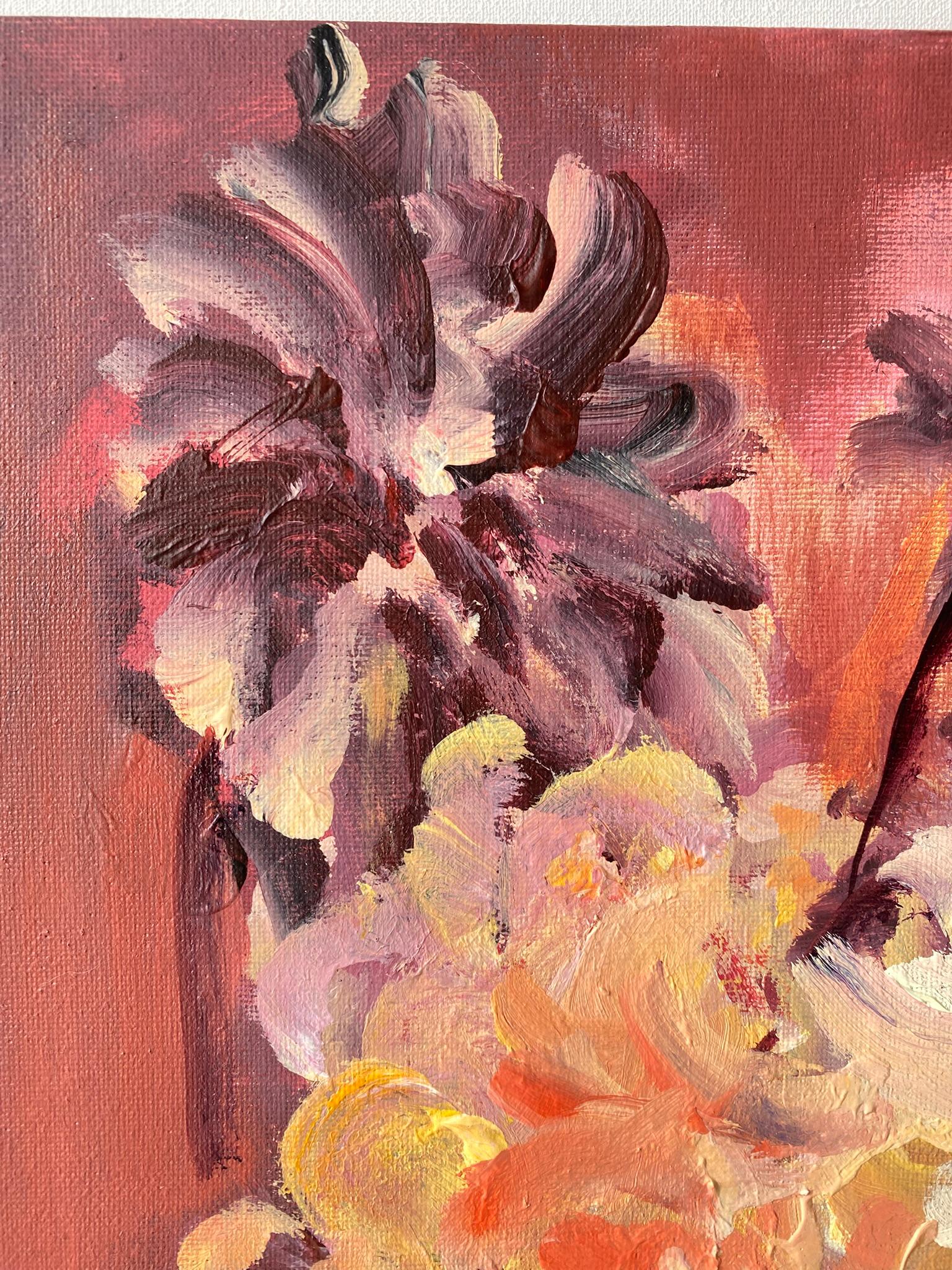 Original-Jardin d'Automne-British Awarded Artist-Dahlien-Öl-Plein air-shizicoyi im Angebot 1