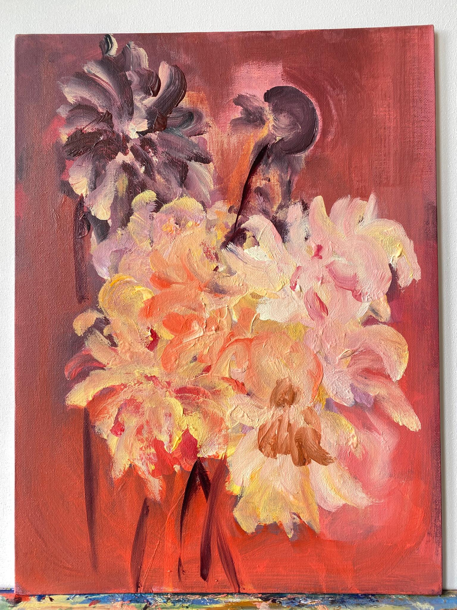 Original-Jardin d'Automne-British Awarded Artist-Dahlien-Öl-Plein air-shizicoyi im Angebot 2