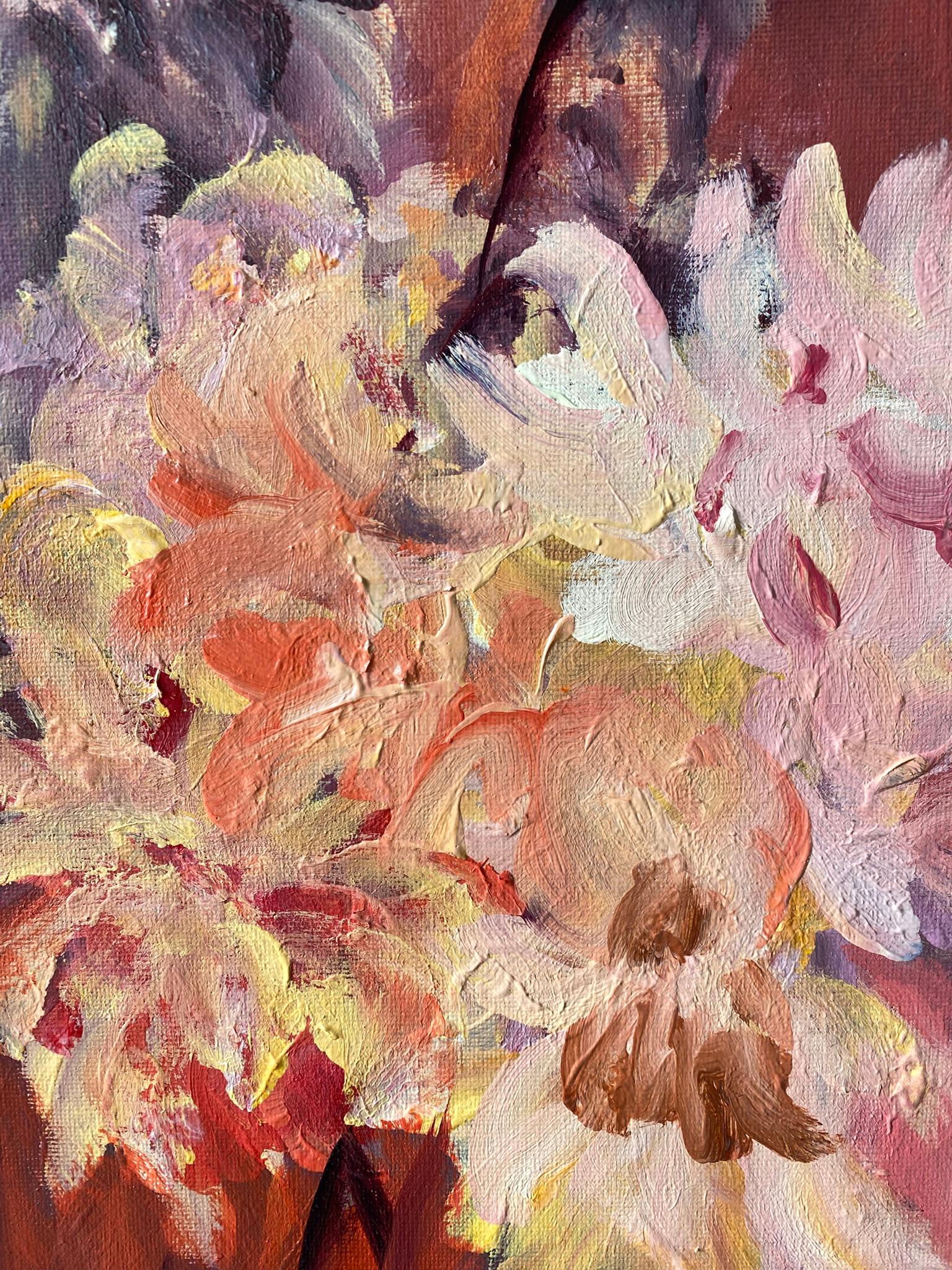 Original-Jardin d'Automne-British Awarded Artist-Dahlien-Öl-Plein air-shizicoyi im Angebot 3