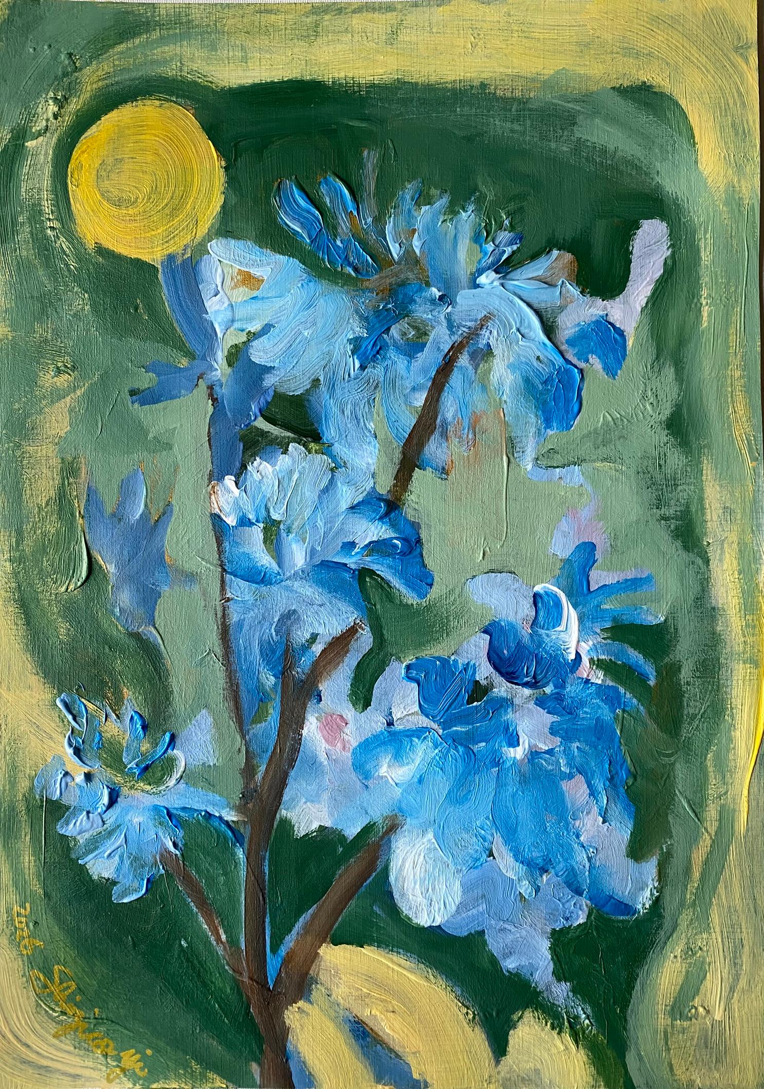 Original-Jardin d'Hiver-British Awarded Artist-Impasto , oil, gesso on paper