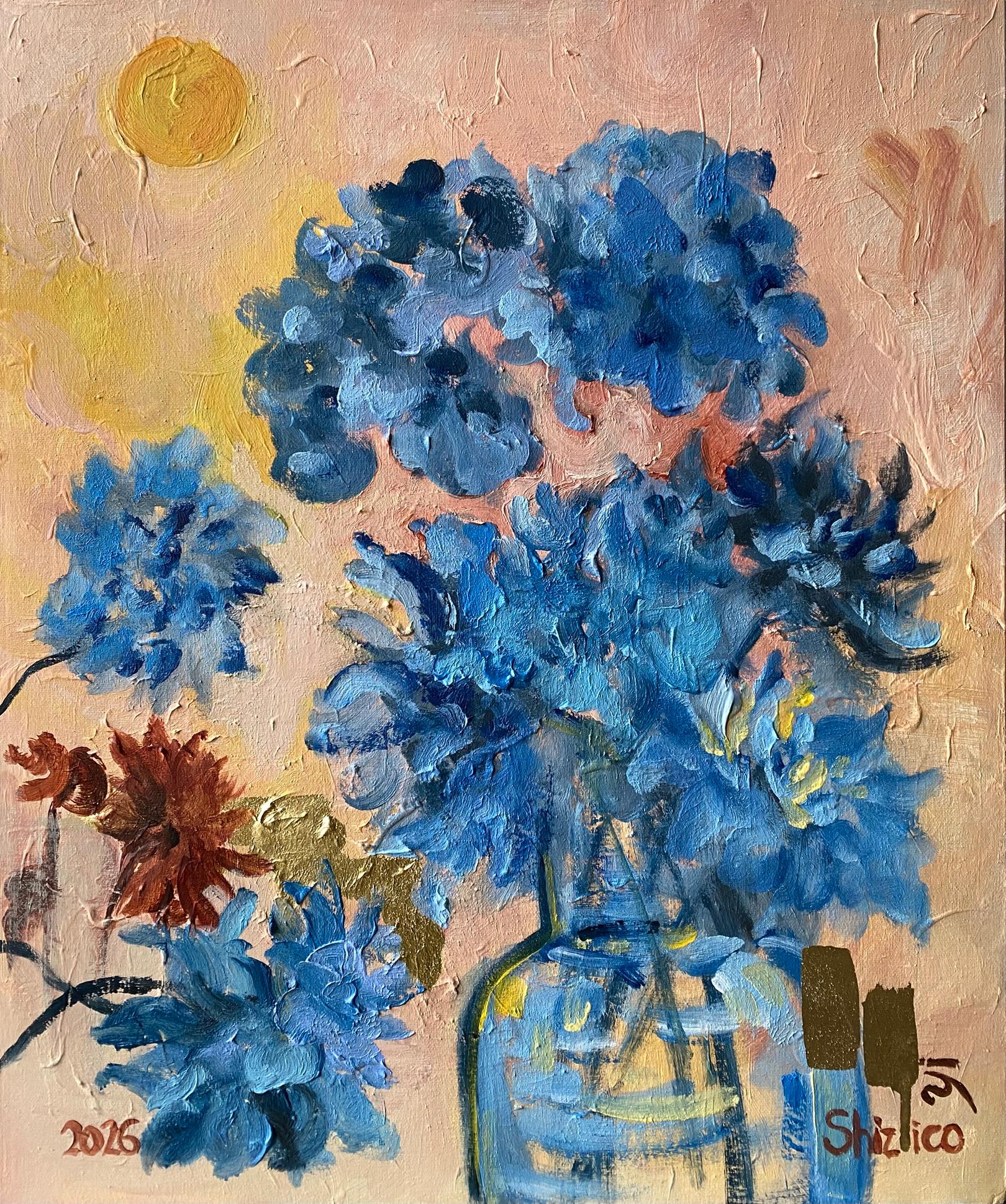 Abstract Painting de Shizico Yi - Original-Jardin d
Hiver-British Awarded Artist-Impasto-still life a modern take