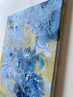 Original-Jardin d'Hiver-Wolken-Dahlien in Blau-British Awarded Artist-Impasto