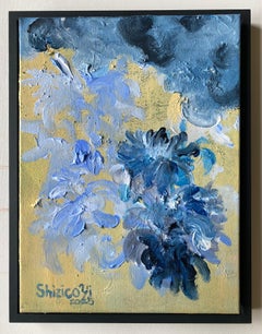 Original-Jardin d'Hiver-Cloud Dahlias in Blue-British Awarded Artist-Impasto