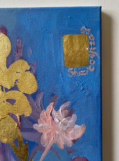 Original-Jardin d'Hiver-Gladiolus mit Dahlien-British Awarded Artist-Gold Leaf