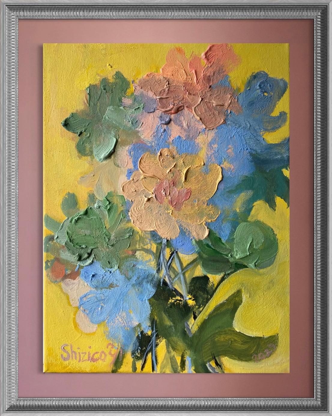 Original-Jardin d
Hiver Series-British Awarded Artist-Dahlias-Impression-Impasto