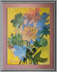 Original-Impasto-Dahlias Serie Jardin d'Hiver-Artista Británico Premiado-Impresión