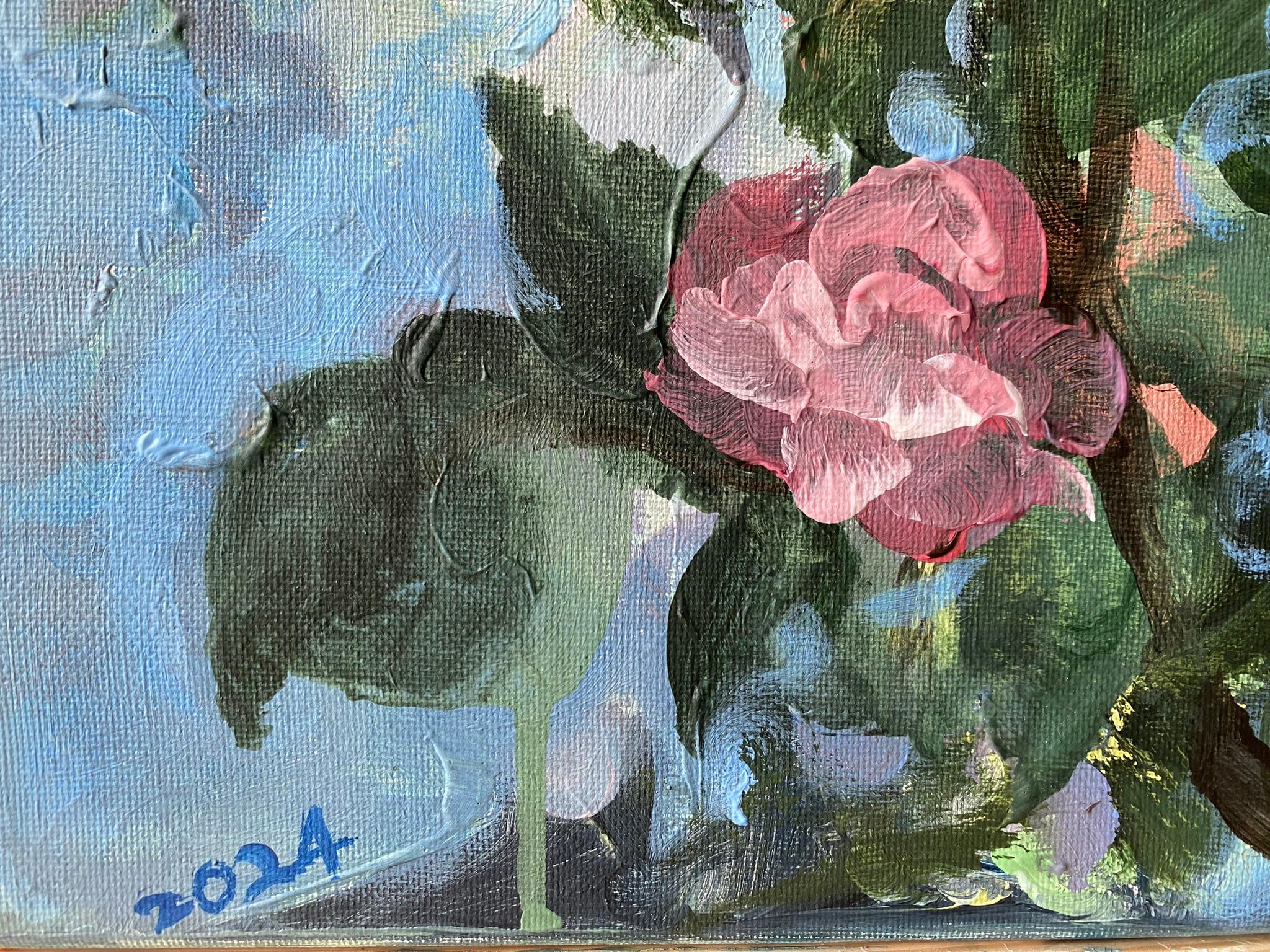 Original-La Vie en Rose-Artista premiado-Escuela Británica-Expresión-Flor de verano en venta 6