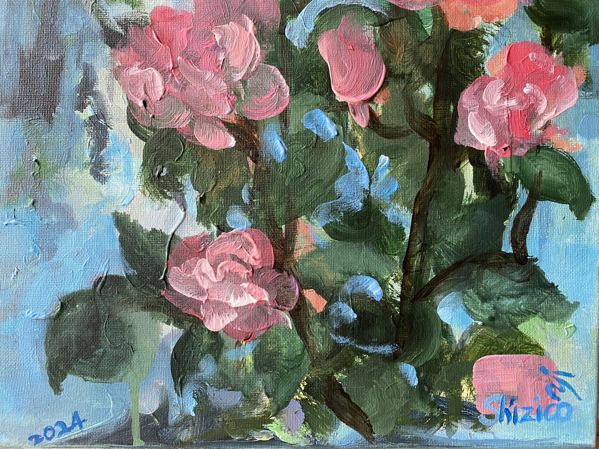 Original-La Vie en Rose-Artista premiado-Escuela Británica-Expresión-Flor de verano en venta 11