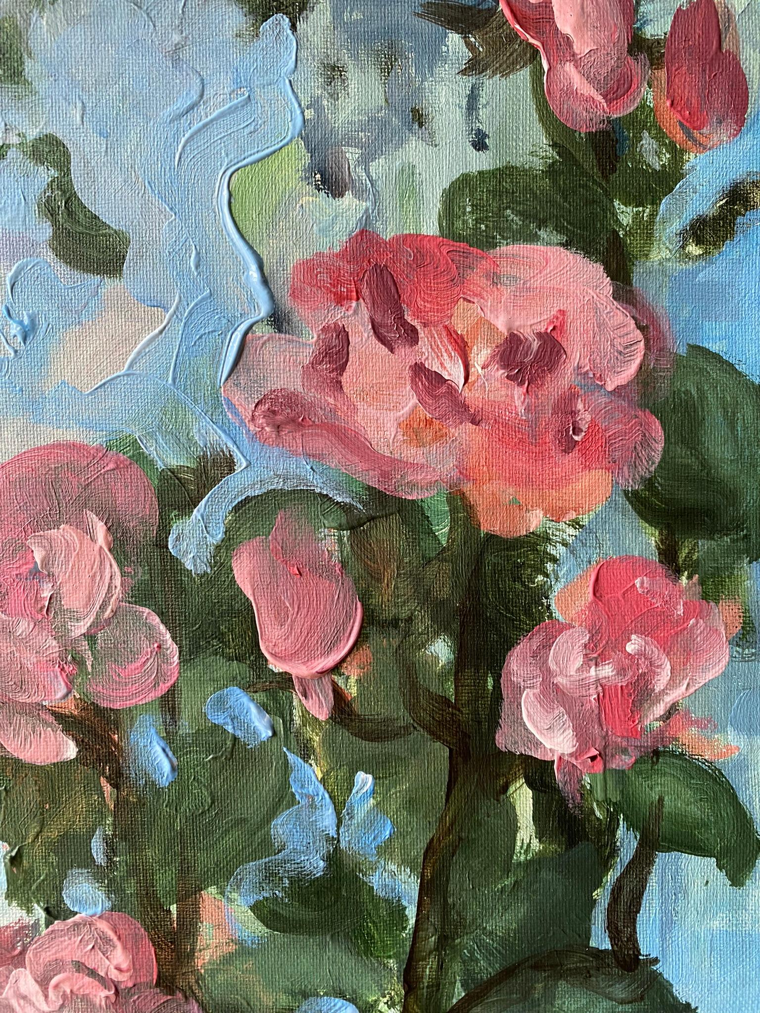 Original-La Vie en Rose-Artista premiado-Escuela Británica-Expresión-Flor de verano - Abstract Painting Gris de Shizico Yi