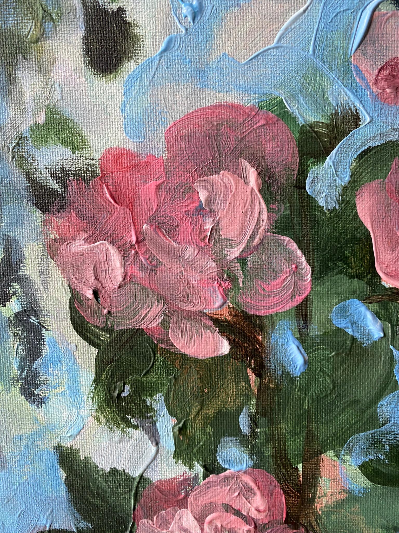 Original-La Vie en Rose-Artista premiado-Escuela Británica-Expresión-Flor de verano en venta 3