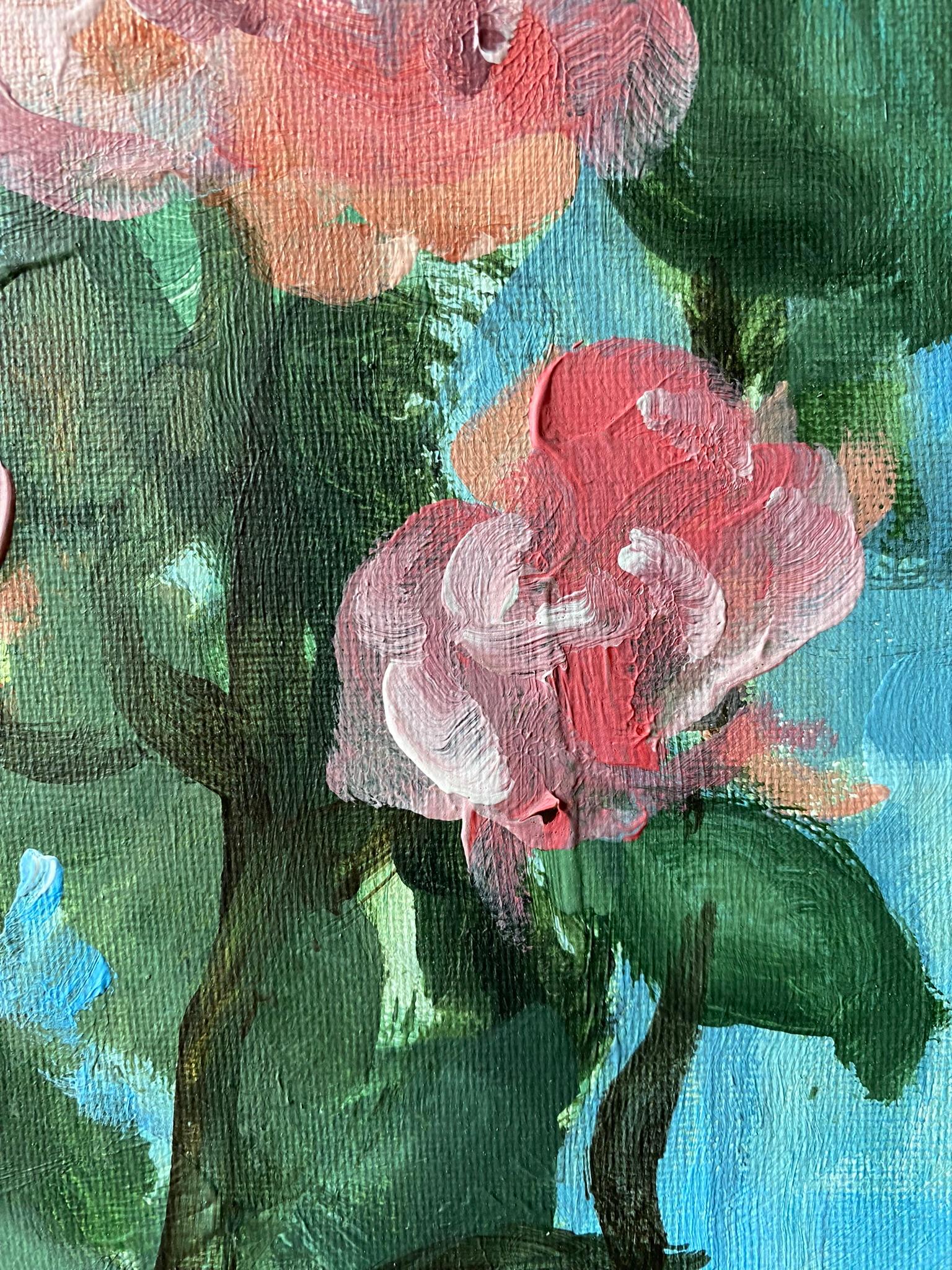 Original-La Vie en Rose-Artista premiado-Escuela Británica-Expresión-Flor de verano en venta 5