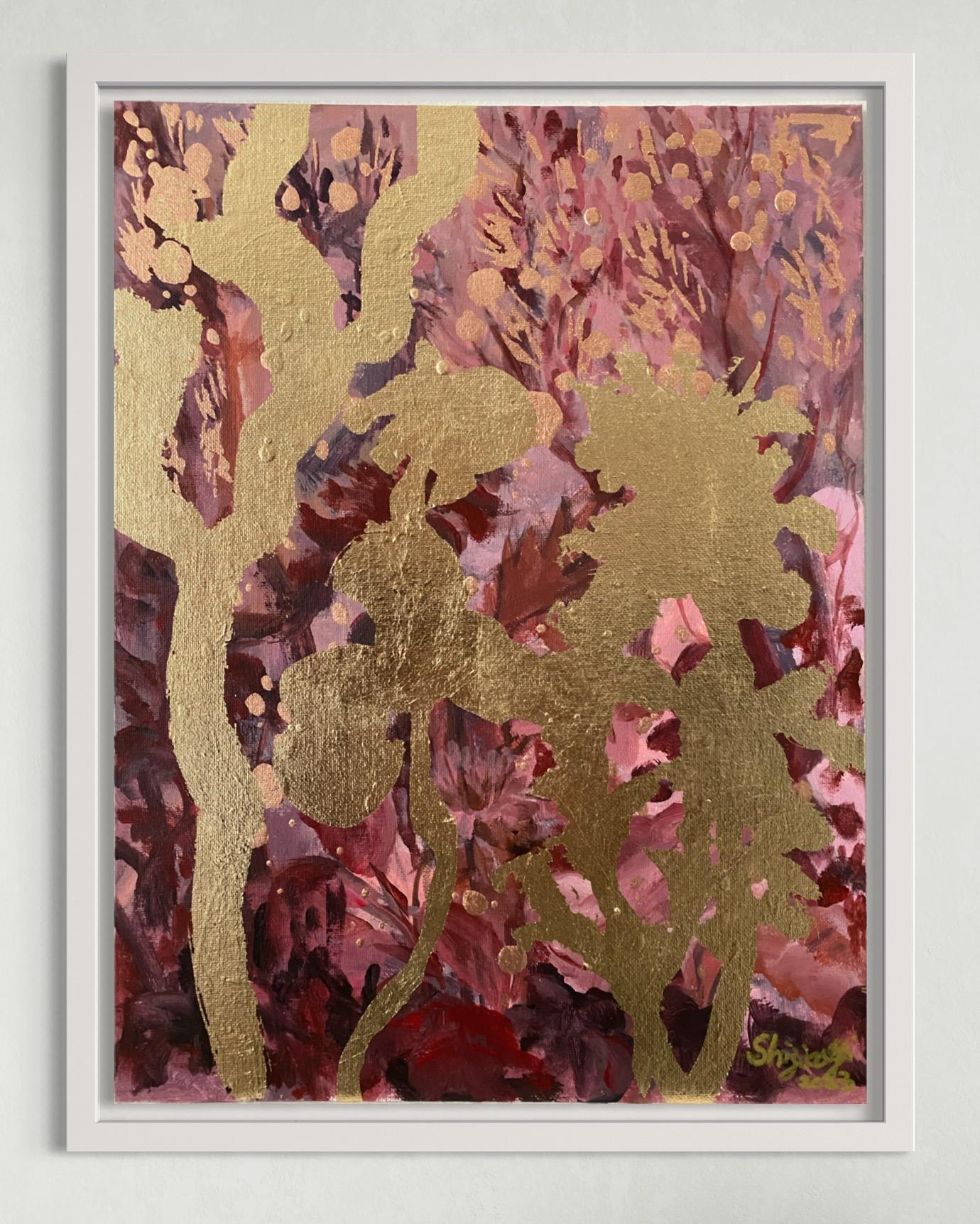 Originale-Landscape Memories V-astratto-espressione-foglia d'oro-Artista premiato nel Regno Unito 4