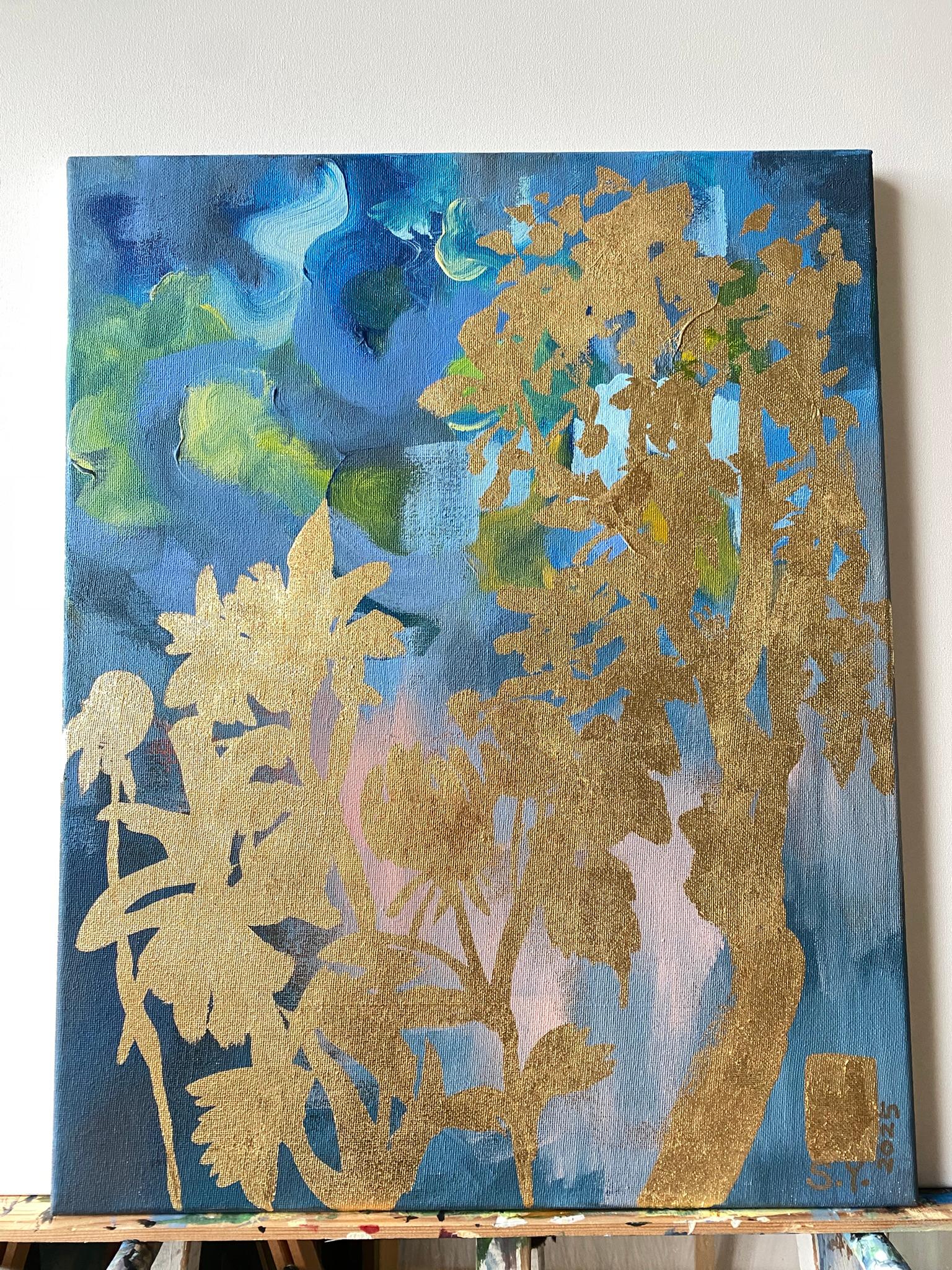 Original-Landscape Memory-British Awarded Artist-Gold Leaf, huile sur toile en vente 16